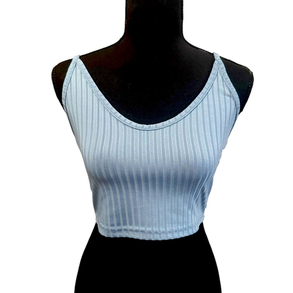Periwinkle blue ROMWE ribbed crop tank top size M
